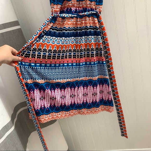 NWT LAUNDRY BY SHELLI SEGAL Mandarin Red Multi Patterned Sleeveless Wrap Dress 0 - Picture 9 of 15